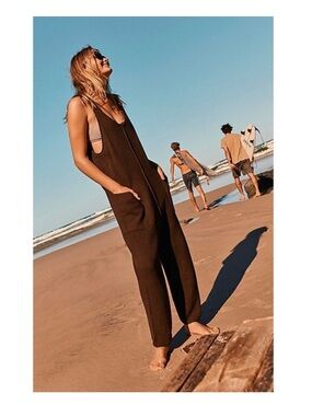 NWT Free People Beach Hailee Knitter Sweater Jumpsuit in Black Size Small